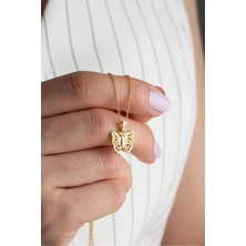EDSA Silver 925 Ayar Gümüş Gold Kelebek Kolye