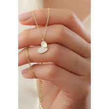 EDSA Silver 925 Ayar Zirkon Taşlı Kalp Kolye