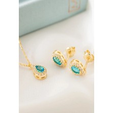 EDSA Silver 925 Ayar Gümüş Aralık Ayı Doğum Taşı ( Blue Topaz ) Damla Kolye