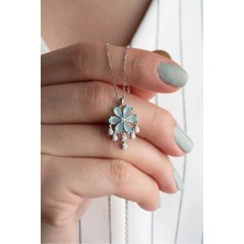 EDSA Silver 925 Ayar Gümüş Taşlı Lotus Çiçeği Kolye