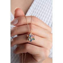 EDSA Silver 925 Ayar Gümüş Renkli Lotus Çiçeği Kolye