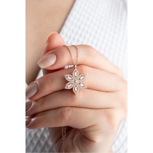EDSA Silver 925 Ayar Gümüş Rose Baget Taşlı Kolye