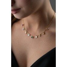 EDSA Silver 925 Ayar Gümüş Mix Taşlı Kolye