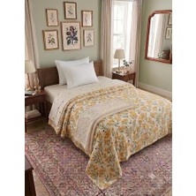 Erca Home Tekstil Ürünleri Çiçek Desenli Pike Tek Kişilik Pamuklu  (140 x 240 Cm)  Sarı