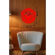 AyrStore Manchester United Logolu Ahşap Duvar Saati - 40X40 cm Taraftar Hediyesi