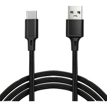 Vcom CU252 Type-C To USB 3m 15W (5V-3A) Örgülü Şarj Kablosu