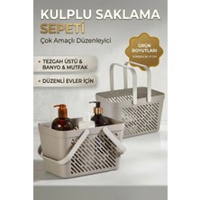 AyrStore Buğz 6'lı Gri Çok Amaçlı Organizer Sepet Kulplu Mutfak Banyo Saklama Seti