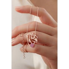 EDSA Silver 925 Ayar Kalpli Anne Bebek Rose Gümüş Kolye