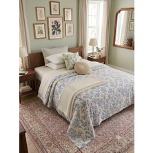 Erca Home Tekstil Ürünleri Çiçek Desenli Pike Tek Kişilik Pamuklu  (140 x 240 Cm) Mavi