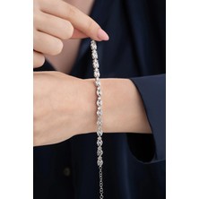 EDSA Silver 925 Ayar Gümüş Mekik Taşlı Bileklik