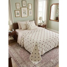 Erca Home Tekstil Ürünleri Kalp Desenli Pike Tek Kişilik Pamuklu  (140 x 240 Cm) Kırmız / Bej