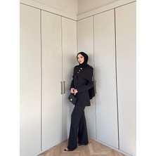 Modiva Mix New Season!!! Kadın Brodeli Ceketli Gold Düğme Detaylı Pantolon Takım- Tesettüre De Uygun