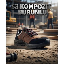 PayBuy Carla Jr S3 Kompozit Burunlu Kahverengi Kaymaz Taban Antistatik Hafif Iş Ayakkabısı