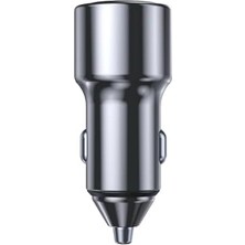 Hobimtek Hepu HP-783 Araç Içi Şarj Cihazı 120W 3.1A Pd 30 Watt Hızlı Şarj Aleti Metal Çakmak Şarj Qualcomm Quick Charge 3.0 2-Port Işıklı