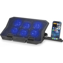 Aydogan's Laptop Soğutucu 6 Fan LED Telefon Standlı - Siyah HDX4254