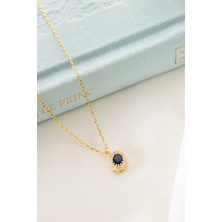 EDSA Silver 925 Ayar Gümüş Eylül Ayı Doğum Taşı ( Sapphire ) Kolye