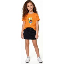 Windy Island Çocuk Unisex Kız/erkek Dondurma Baskılı %100 Pamuk T-Shirt