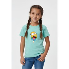 Windy Island Çocuk Unisex Kız/erkek Dondurma Baskılı %100 Pamuk T-Shirt