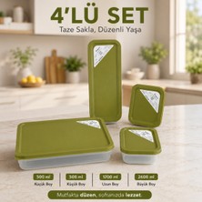 4'lü Kapaklı Kare Saklama Kabı Seti 2X500 ml 1200 ml 2600 ml Mikrodalgaya Uygun Bpa Içermez Sariva Home