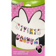 Partyy Bag Minnie Mouse Temalı Iyi Ki Doğdun Yazılı Kaligrafi Banner Set