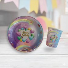 Partyy Bag Dondurma Temalı Karton Tabak Bardak Set 8 Tabak 8 Bardak