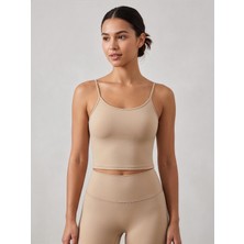 To Bare Kadın Ince Askılı Crop Atlet Basic Esnek Fit Bluz Beyaz