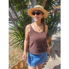 Cs Chic Shop Askılı Muslin Pamuk Kumaş Bluz