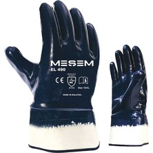 Bay-Tec 5 Çift Mes EL490 No:10 Petrolcü Eldiven Lacivert Full Nitril Kaplı