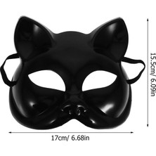 Munico 5 Adet Yarım Kedi Maskesi Plastik Boyanabilir Kendin Yap Cadılar Bayramı Maskeli Balo Cosplay