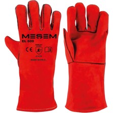 Bay-Tec Mes EL600 35 cm Uzun Kırmızı Deri Kaynak Eldiveni