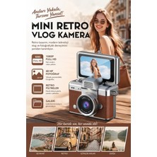 Yms Mini Kamera Dönen Ekran Flaşlı Selfie Video Vlog Kamerası Anahtarlık 1080P+48MP