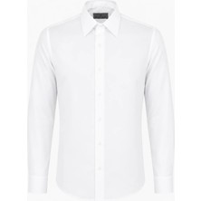 HC MEN CLASSIC Erkek Pamuk Gömlek Modern Fit Beyaz Non Iron Ingiliz Yaka