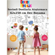 Musnig Sevimli Dostlarla Atıştırmalık Temalı Dev Boyama Kağıdı 2,5 Metre Rulo Boyama Kağıdı Çocuk Anaokulu ve Kreşler Için Aktivite Çocuk Eğitici Boyama