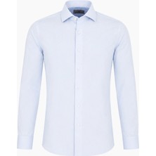 HC MEN CLASSIC Erkek Pamuk Gömlek Modern Fit Mavi Italyan Yaka Gabardin