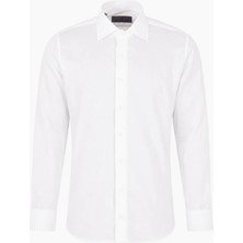 HC MEN CLASSIC Erkek Pamuk Gömlek Modern Fit Beyaz Italyan Yaka Gabardin