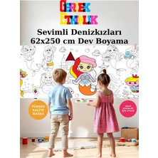 Musnig Sevimli Denizkızları Temalı Dev Boyama Kağıdı 2,5 Metre Rulo Boyama Kağıdı Çocuk Anaokulu ve Kreşler Için Aktivite Çocuk Eğitici Boyama