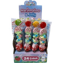 Monymoo Moojell Jelly Marshmallow Çubuk 24 Adet Renkli Parti & Doğum Günü Şekeri