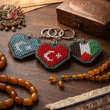 Etamina Terramina Serisi: Gönül Coğrafyası - Kardeşlik 3'lü Anahtarlık Etamin Çarpı İşi - Yeni Başlayanlar İçin Hobi Seti