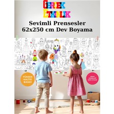 Musnig Sevimli Prensesler Temalı Dev Boyama Kağıdı 2,5 Metre Rulo Boyama Kağıdı Çocuk Anaokulu ve Kreşler Için Aktivite Çocuk Eğitici Boyama