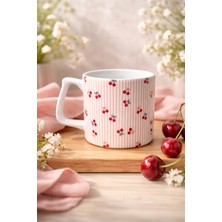 Eylül Design Cherry Stripes Baskılı Kupa Bardak Lüks Kahve Mug 250ML