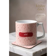 Eylül Design Kişiye Özel Kırmızı Kalpli Isim Baskılı Kupa Bardak Doğum Günü Hediyesi Lüks Kupa Kahve Mug