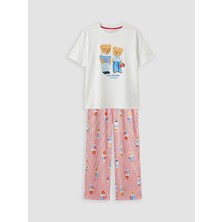 Lc Waikiki Yeni Sezon Bisiklet Yaka Baskılı Kadın Pijama Takımı