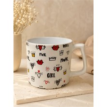 Eylül Design Girl Power Özel Tasarım Baskılı Lüks Seramik Kupa Kahve Mug