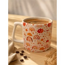 Eylül Design Boho Rainbow Özel Tasarım Baskılı Lüks Seramik Kupa Kahve Mug