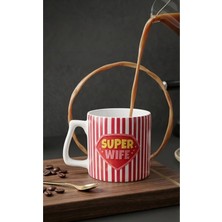 Eylül Design Super Wife Pembe Kupa Bardak Eş-Sevgili Hediye Lüks Kupa Kahve Mug