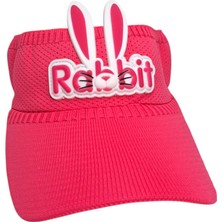 Spteks 2-8 Yaş Kız Çocuk Koyu Pembe Renk Rabbit Yazı Figürlü Rahat Yazlık Vizör Şapka