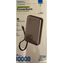 Acl Kablosuz Powerbank 10000 Mah Mini Magsafe Özellikli Powerbank Dahili  20W Hızlı Şarj Güç Bankası