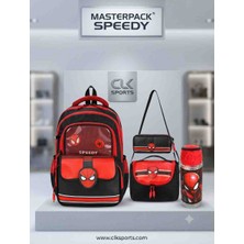 CLK Sports Masterpack Speedy Örümcek Adam Ilköğretim Okul Çantası, Beslenme Çantası, Kalem Kutusu, Suluk & Matara