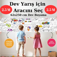 Musnig Dev Araba Yarışı Temalı Dev Boyama Kağıdı 2,5 Metre Rulo Boyama Kağıdı Çocuk Anaokulu ve Kreşler Için Aktivite Çocuk Eğitici Boyama