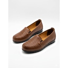 Ern Shoes Kadın Taba Renk Içi Hakiki Deri Topuk Jelli Ayakkabı